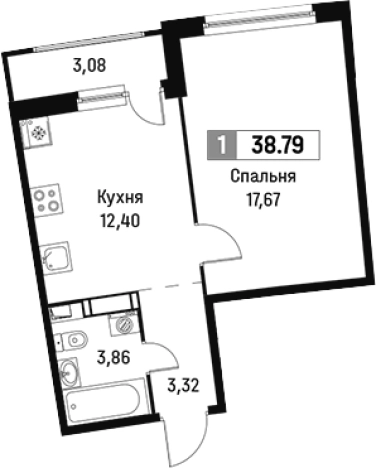 Купить однокомнатную квартиру в ЖК Авиатор в Мурине. Вариант № 6212891, 0, площадь -  квм, цена 6655390 рублей