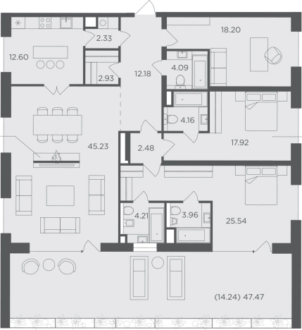 . Вариант № 63531, 0, площадь - 155.83 квм, цена 123539000 рублей
