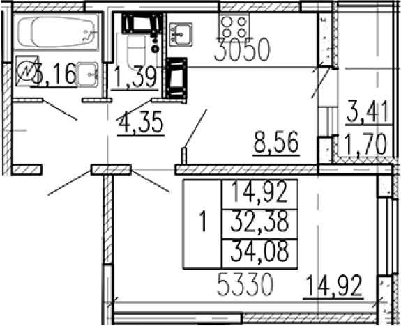 Купить однокомнатную квартиру в ЖК Высота в Ленинградской области. Вариант № 9094917, 0, площадь -  квм, цена 4884360 рублей
