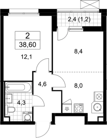 . Вариант № 161041, 0, площадь - 37.4 квм, цена 11193306 рублей