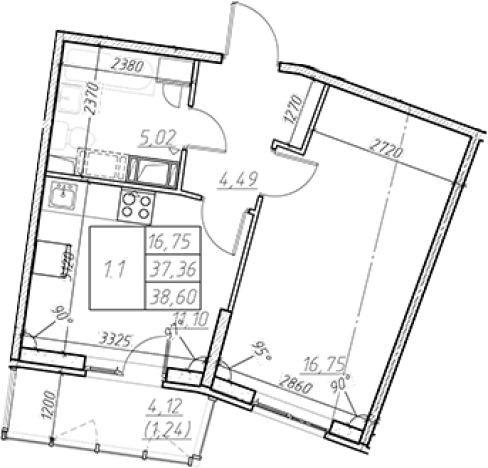 Купить однокомнатную квартиру на улице Оборонная в Мурине. Вариант № 6851897, 0, площадь -  квм, цена 6926400 рублей