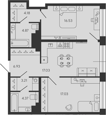 Купить трехкомнатную квартиру в ЖК BASHNI ELEMENT в Санкт-Петербурге. Вариант № 4161990, 0, площадь -  квм, цена 30127145 рублей