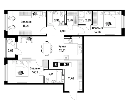 Купить многокомнатную квартиру в Всеволожске. Вариант № 6866676, 0, площадь -  квм, цена 16802881 рублей