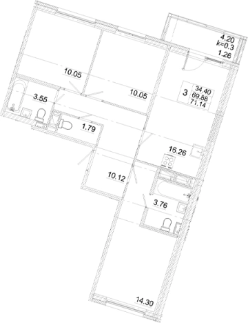 Купить многокомнатную квартиру в новостройках у метро Купчино в Санкт-Петербурге. Вариант № 8999527, 0, площадь -  квм, цена 13445460 рублей