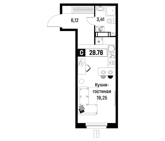 Купить Студию у метро Девяткино в Мурине. Вариант № 6866665, 0, площадь -  квм, цена 4959230 рублей