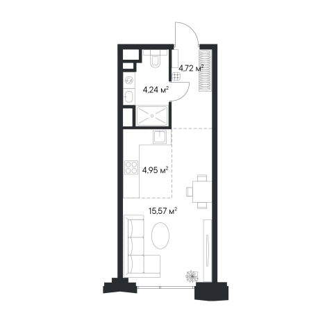 Купить Студию у метро Нагатинская в Москве. Вариант № 559860, 0, площадь -  квм, цена 25652978 рублей
