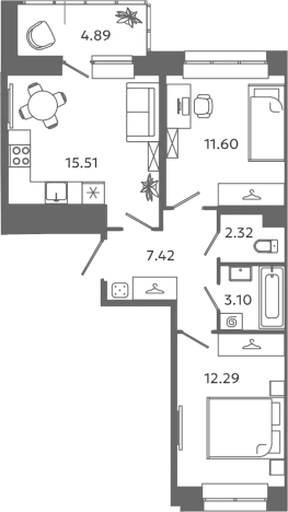 Купить квартиру в ЖК Загляденье в Ленинградской области. Вариант № 6631849, 0, площадь -  квм, цена 7750997 рублей