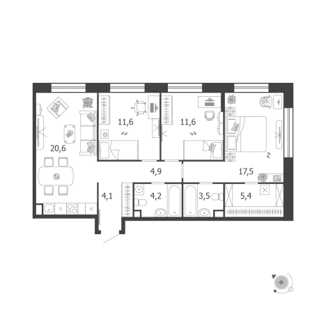 Купить квартиру в ЖК Shagal в Москве. Вариант № 164721, 0, площадь -  квм, цена 37167003 рублей