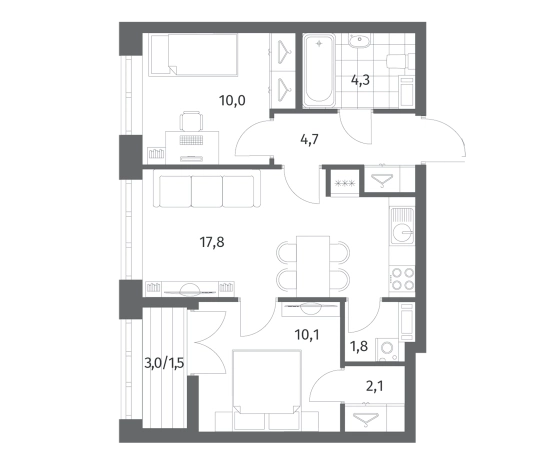 Купить трехкомнатную квартиру в ЖК NEWПИТЕР в Ленинградской области. Вариант № 5258826, 0, площадь -  квм, цена 9982000 рублей