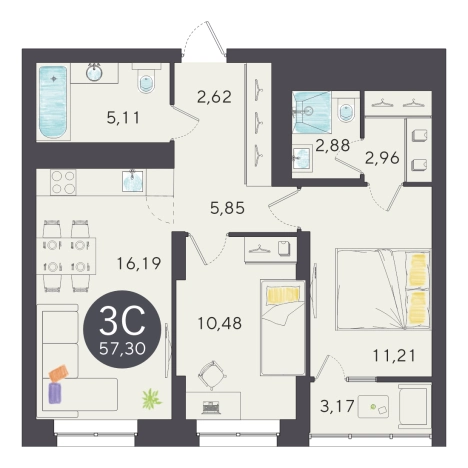 Купить квартиру в ЖК Ясный Берег (НОВОСИБИРСК) в Новосибирске. Вариант № 9930437, 0, площадь -  квм, цена 9616000 рублей