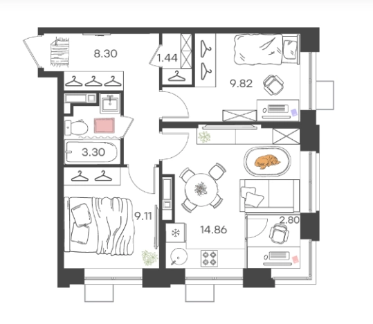 Купить двухкомнатную квартиру в районе Автозаводский в Нижнем Новгороде. Вариант № 124388, 0, площадь -  квм, цена 7692650 рублей