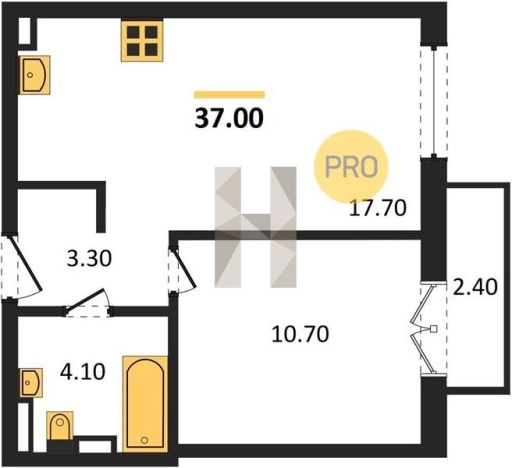 Купить однокомнатную квартиру в ЖК Хорошо в Ижевске. Вариант № 70393, 0, площадь -  квм, цена 2985000 рублей