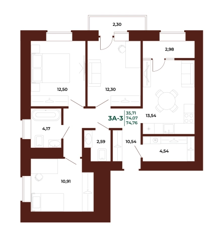 Купить трехкомнатную квартиру в новостройках на улице проспект Строителей в Пензе. Вариант № 418634, 0, площадь -  квм, цена 9241720 рублей