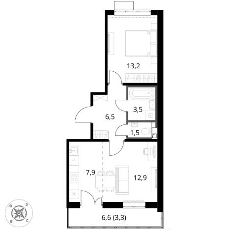 Купить двухкомнатную квартиру в ЖК 1-й Шереметьевский в Химках. Вариант № 9825631, 0, площадь -  квм, цена 15903920 рублей