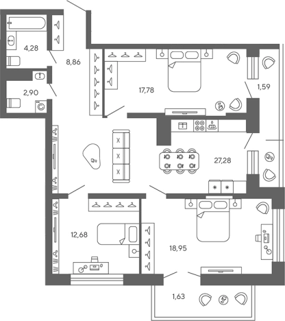 Купить многокомнатную квартиру в новостройках в Ленинградской области. Вариант № 7827918, 0, площадь -  квм, цена 11500000 рублей
