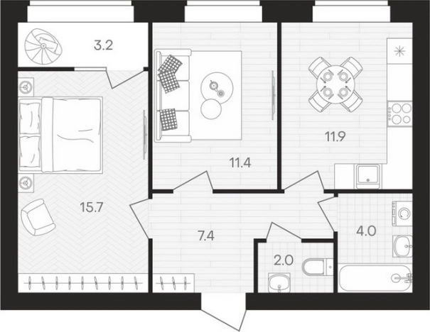 Купить двухкомнатную квартиру в ЖК Жилой комплекс "Кантри" в Пензенской области. Вариант № 120078, 0, площадь -  квм, цена 5170800 рублей