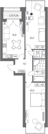 Купить трехкомнатную квартиру в ЖК Наука в Санкт-Петербурге. Вариант № 6897733, 0, площадь -  квм, цена 23604000 рублей