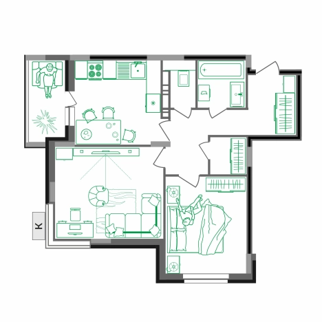 Купить квартиру в ЖК Маршал в Коврове. Вариант № 2731716, 2, площадь -  квм, цена 6398290 рублей