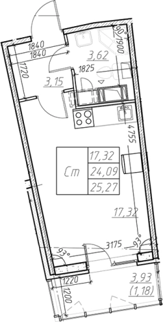 Купить Студию в новостройках на улице Оборонная в Мурине. Вариант № 6851941, 0, площадь -  квм, цена 4325360 рублей