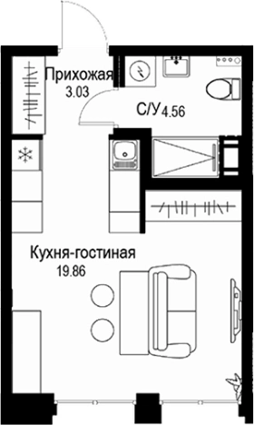 Купить Студию у метро Петроградская в Санкт-Петербурге. Вариант № 4829241, 0, площадь -  квм, цена 15097500 рублей