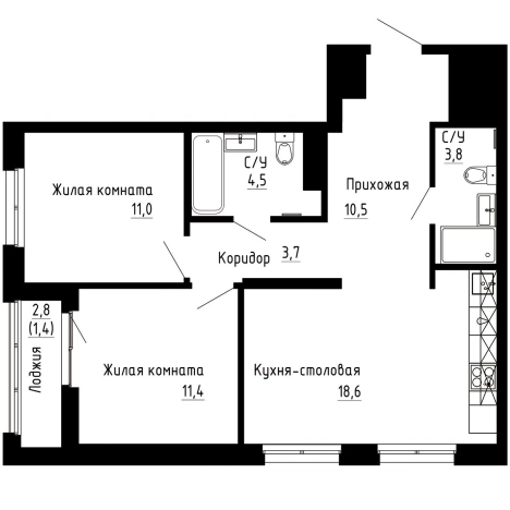 Купить двухкомнатную квартиру в ЖК "7Я" в Владивостоке. Вариант № 9769323, 0, площадь -  квм, цена 15491630 рублей