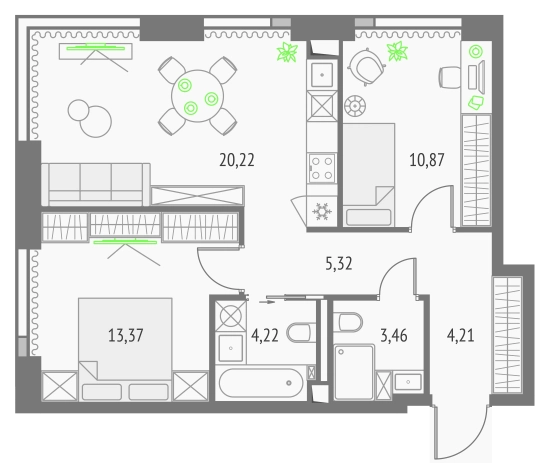 Купить двухкомнатную квартиру у метро Бутырская в Москве. Вариант № 151173, 0, площадь -  квм, цена 34099149 рублей