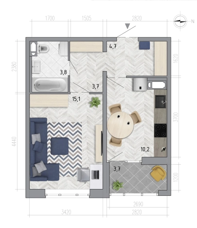 Купить квартиру в ЖК Новый микрорайон Боровое в Воронеже. Вариант № 1042784, 0, площадь -  квм, цена 4394723 рублей