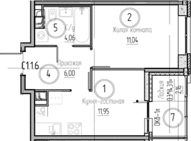 Купить однокомнатную квартиру у метро Улица Дыбенко в Ленинградской области. Вариант № 8931013, 0, площадь -  квм, цена 5280958 рублей