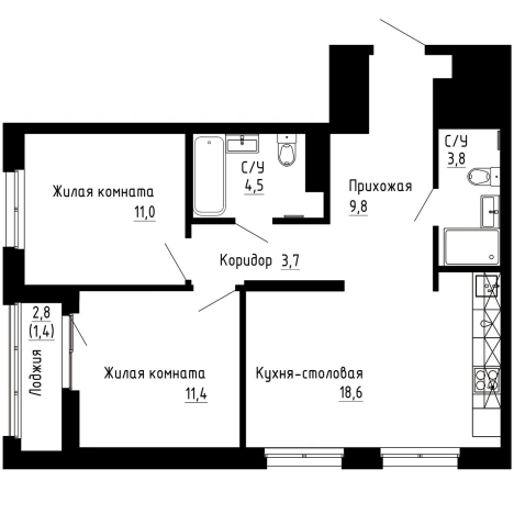 Купить двухкомнатную квартиру в ЖК "7Я" в Владивостоке. Вариант № 9769277, 0, площадь -  квм, цена 16030740 рублей
