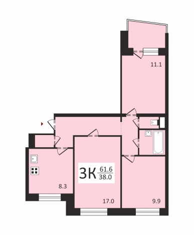 Купить трехкомнатную квартиру в Воронеже. Вариант № 6621430, 3, площадь -  квм, цена 4899990 рублей