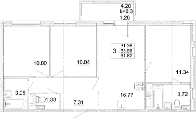 Купить многокомнатную квартиру в ЖК Аэросити в Санкт-Петербурге. Вариант № 8999351, 0, площадь -  квм, цена 12834360 рублей