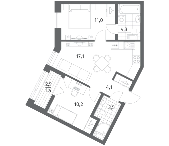 Купить трехкомнатную квартиру в ЖК NEWПИТЕР в Ленинградской области. Вариант № 6057861, 0, площадь -  квм, цена 11429000 рублей