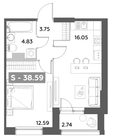 Купить двухкомнатную квартиру в новостройках у метро Звёздная в Санкт-Петербурге. Вариант № 6217097, 0, площадь -  квм, цена 14865475 рублей