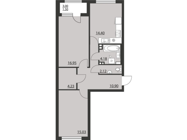 Купить двухкомнатную квартиру в ЖК Гран При в Воронеже. Вариант № 90335, 0, площадь -  квм, цена 13216724 рублей