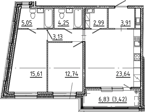 Купить трехкомнатную квартиру в ЖК N8 в Санкт-Петербурге. Вариант № 5550747, 0, площадь -  квм, цена 35973135 рублей