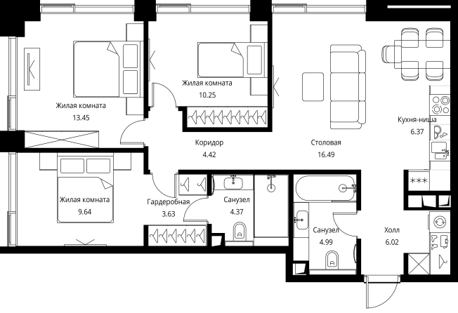 Купить трехкомнатную квартиру у метро Мякинино в Москве. Вариант № 99128, 0, площадь -  квм, цена 35927623 рублей