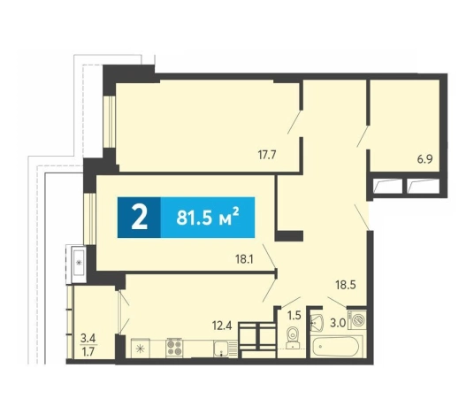 Купить двухкомнатную квартиру в ЖК Жилой комплекс "Созвездие (1 очередь)" в Пензенской области. Вариант № 5536224, 0, площадь -  квм, цена 8858410 рублей