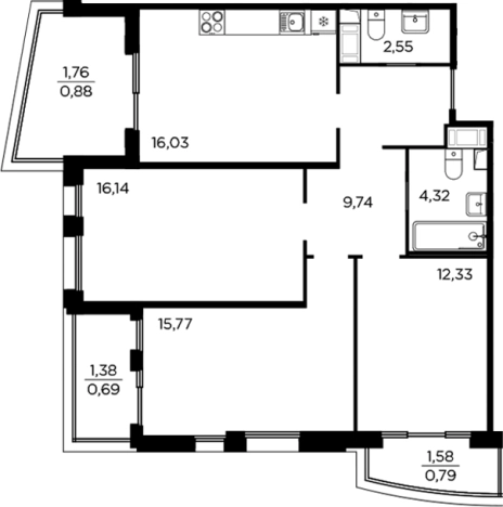 Купить многокомнатную квартиру в ЖК RESPECT в Санкт-Петербурге. Вариант № 6056877, 0, площадь -  квм, цена 23990139 рублей