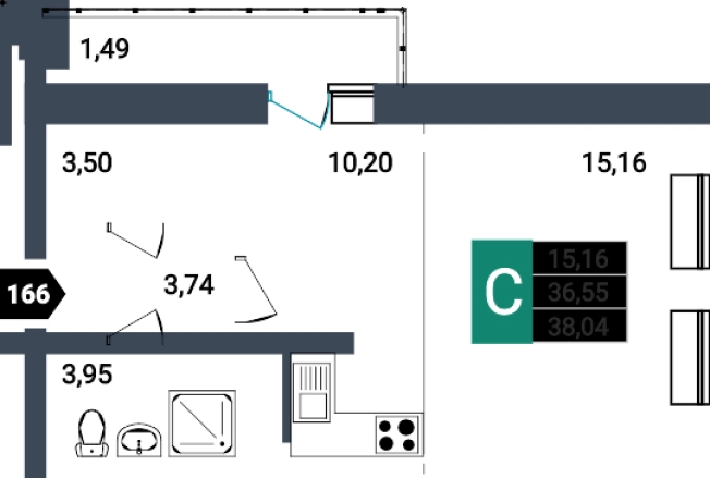 Купить Студию на улице Проезжая в Чите. Вариант № 159946, 0, площадь -  квм, цена 7706153 рублей