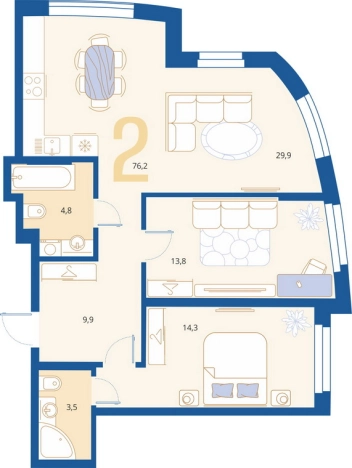 Купить двухкомнатную квартиру в районе Октябрьский в Пензе. Вариант № 7852617, 0, площадь -  квм, цена 7239000 рублей