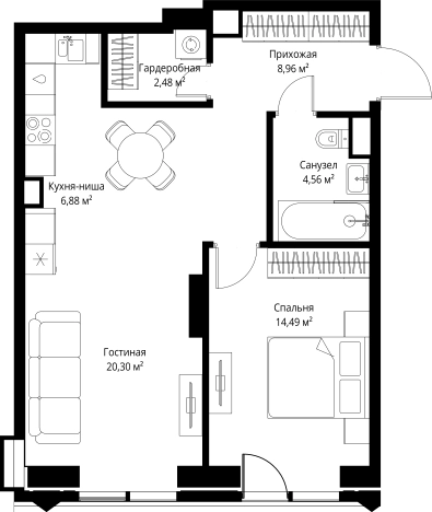 Купить однокомнатную квартиру у метро Хорошево в Москве. Вариант № 156264, 0, площадь -  квм, цена 35109496 рублей
