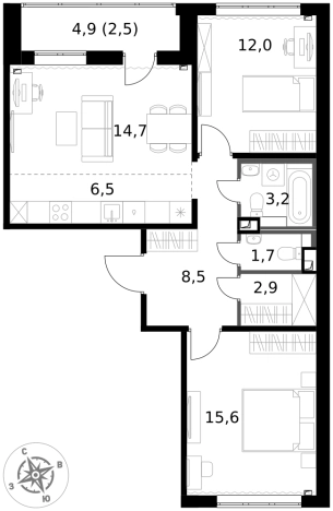 Купить трехкомнатную квартиру у метро Физтех в Химках. Вариант № 9712346, 0, площадь -  квм, цена 16000920 рублей