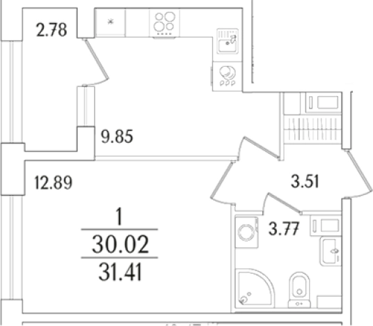 Купить однокомнатную квартиру в ЖК Аурум в Санкт-Петербурге. Вариант № 6232587, 0, площадь -  квм, цена 12139534 рублей