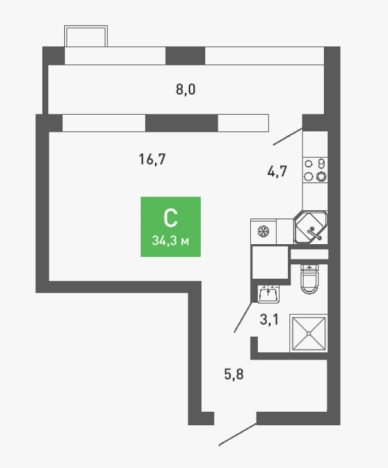 Купить Студию в ЖК Ключи Club в Воронеже. Вариант № 141039, 0, площадь -  квм, цена 4826255 рублей