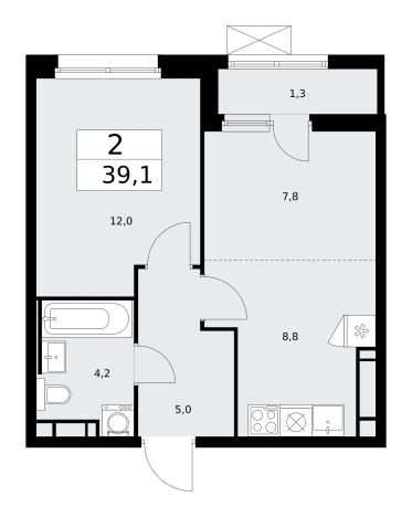 . Вариант № 161039, 0, площадь - 39.1 квм, цена 18463411 рублей