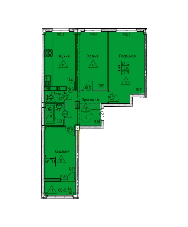 Купить трехкомнатную квартиру в новостройках в ЖК Жилой комплекс "Арбековская застава" в Пензе. Вариант № 69687, 0, площадь - квм, цена 8373120 рублей