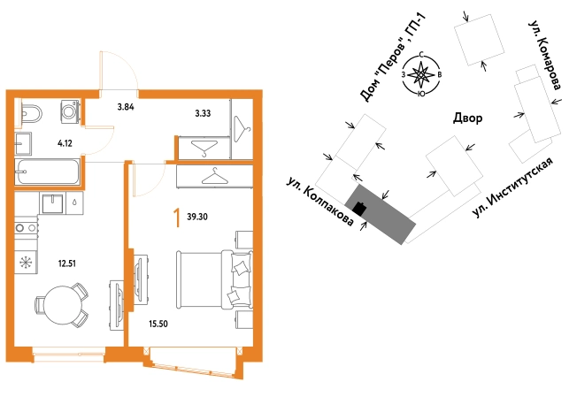 . Вариант № 10440782, 0, площадь - 39.3 квм, цена 15813333 рублей