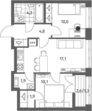 Купить трехкомнатную квартиру в ЖК NEWПИТЕР в Ленинградской области. Вариант № 5259138, 0, площадь -  квм, цена 9175000 рублей