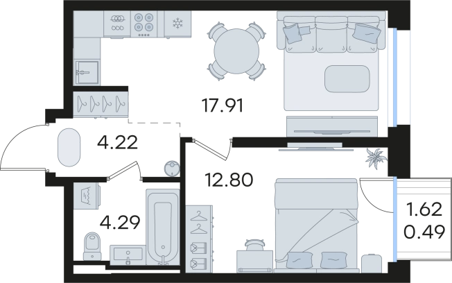 Купить однокомнатную квартиру в ЖК GloraX Premium Гребной Канал в Нижнем Новгороде. Вариант № 9336825, 0, площадь -  квм, цена 15716214 рублей