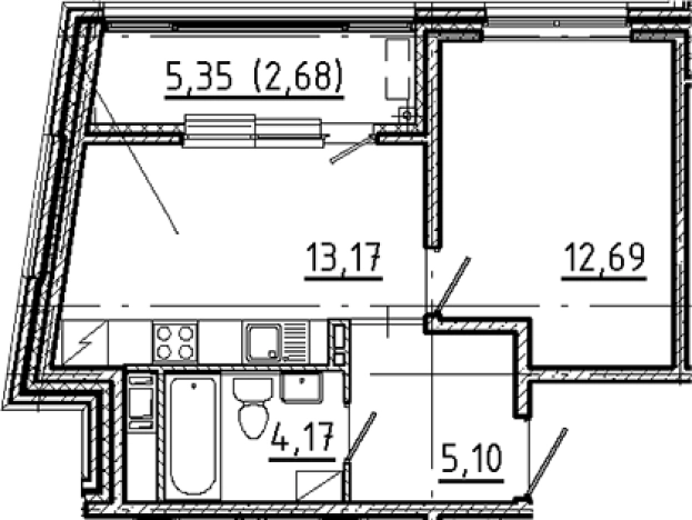 Купить однокомнатную квартиру в районе Центральный в Санкт-Петербурге. Вариант № 5550669, 0, площадь -  квм, цена 22736437 рублей